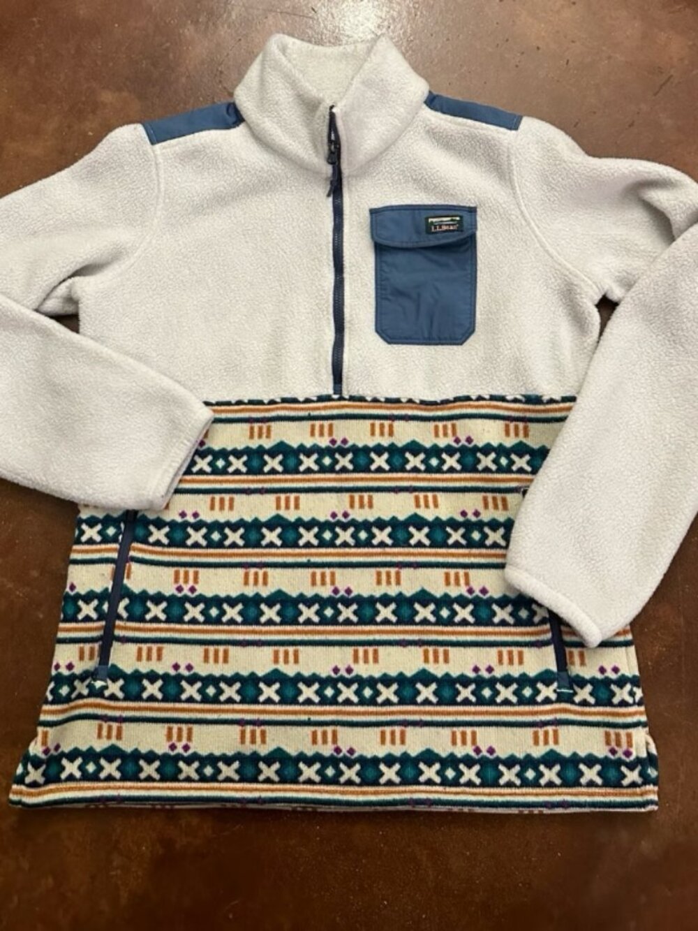LLBean Women's Fleece Pullover with Geometric Pattern